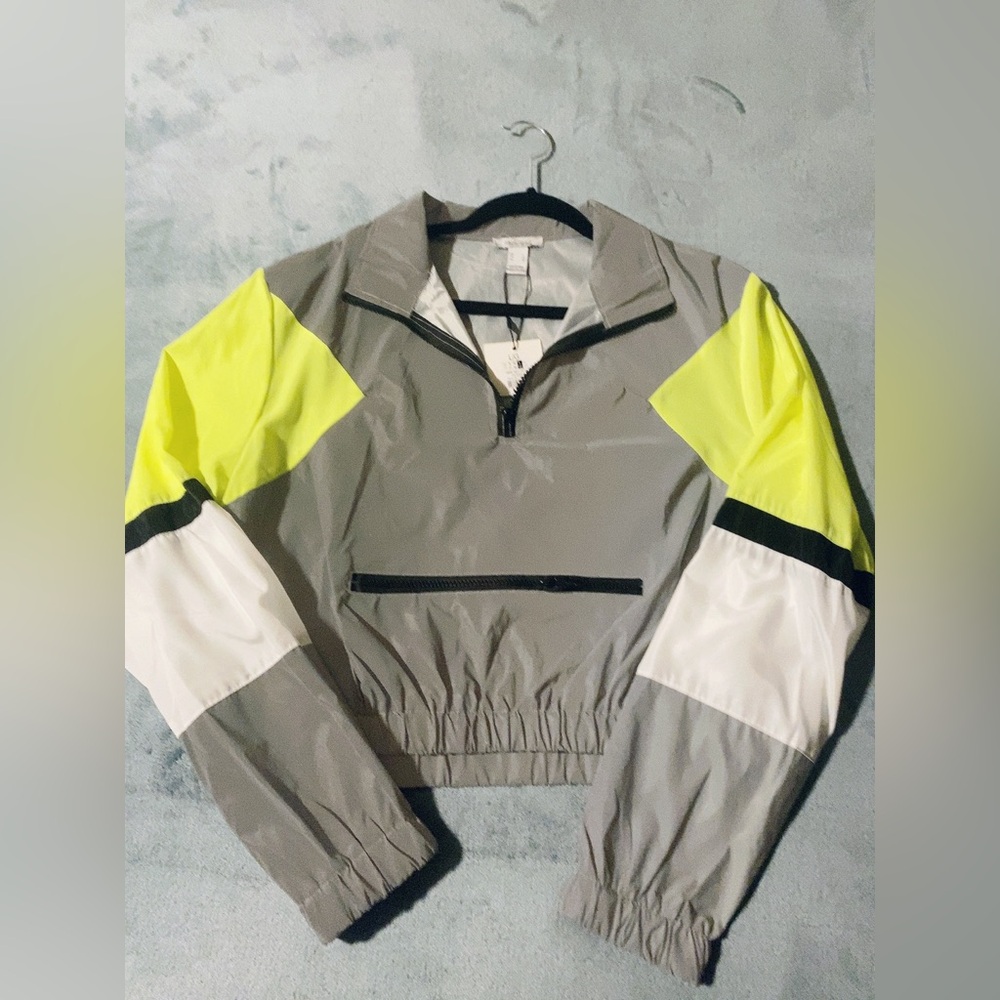 Silver with yellow reflective cropped jacket